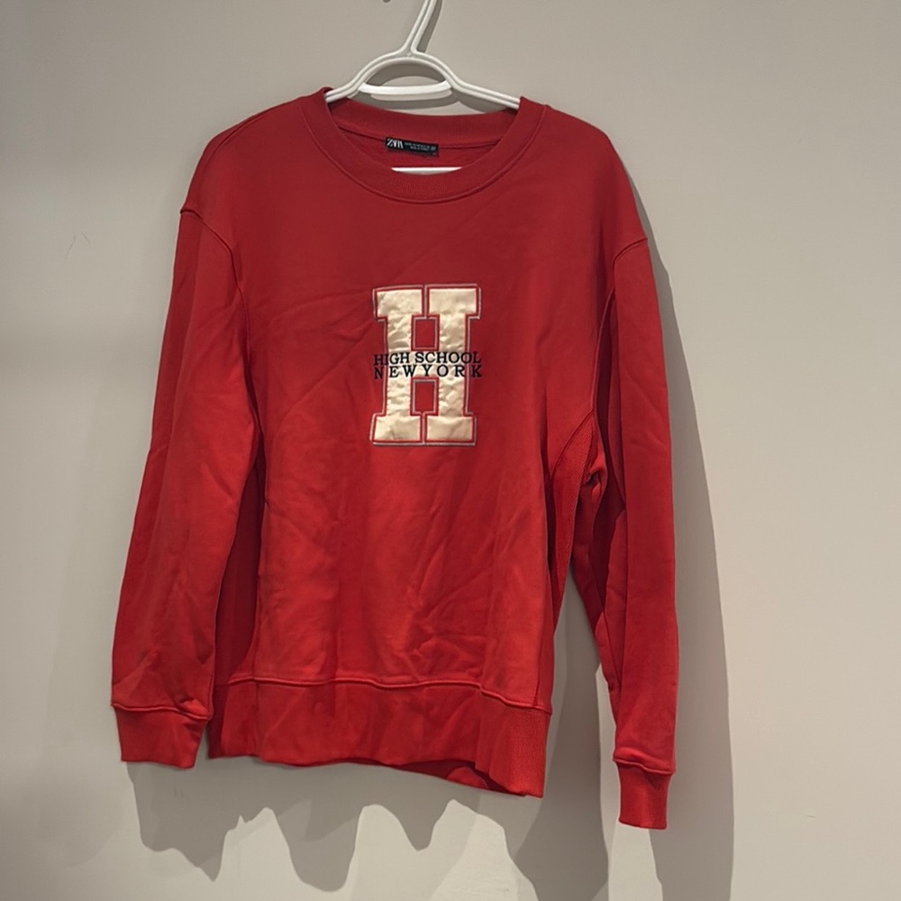 Zara Red Crewneck Sweater